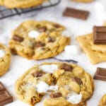 smores cookie broken with melted marshmallow