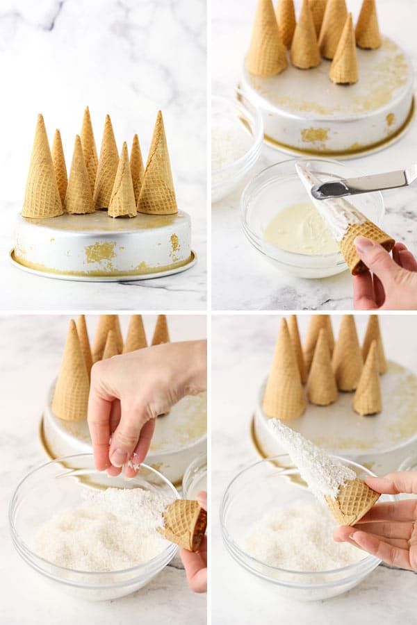 how to make snowy sugar cone mountains